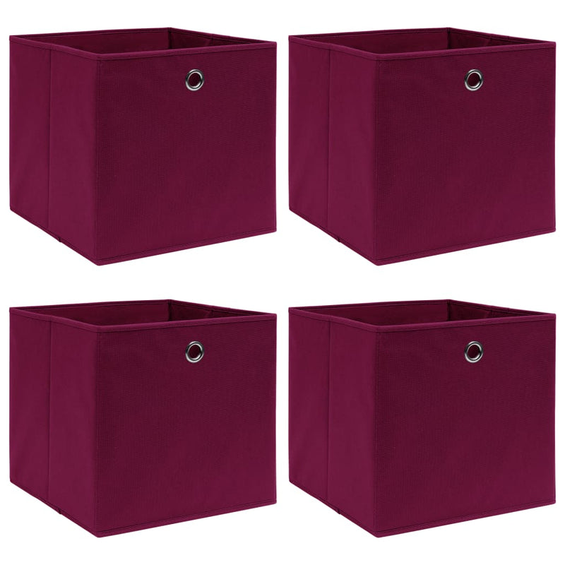 Cajas de almacenamiento de Vidaxl 4 PCS 32X32X32 CM Fabric Rojo
