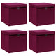Scatole di archiviazione Vidaxl con coperchio 4 pezzi 32x32x32 cm tessuto rosso scuro
