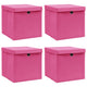 Vidaxl opbergboxen met deksel 4 st 32x32x32 cm stof roze