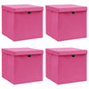 Vidaxl opbergboxen met deksel 4 st 32x32x32 cm stof roze
