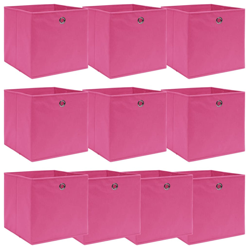 Cajas de almacenamiento de Vidaxl 10 PCS 32x32x32 CM Fabric Pink