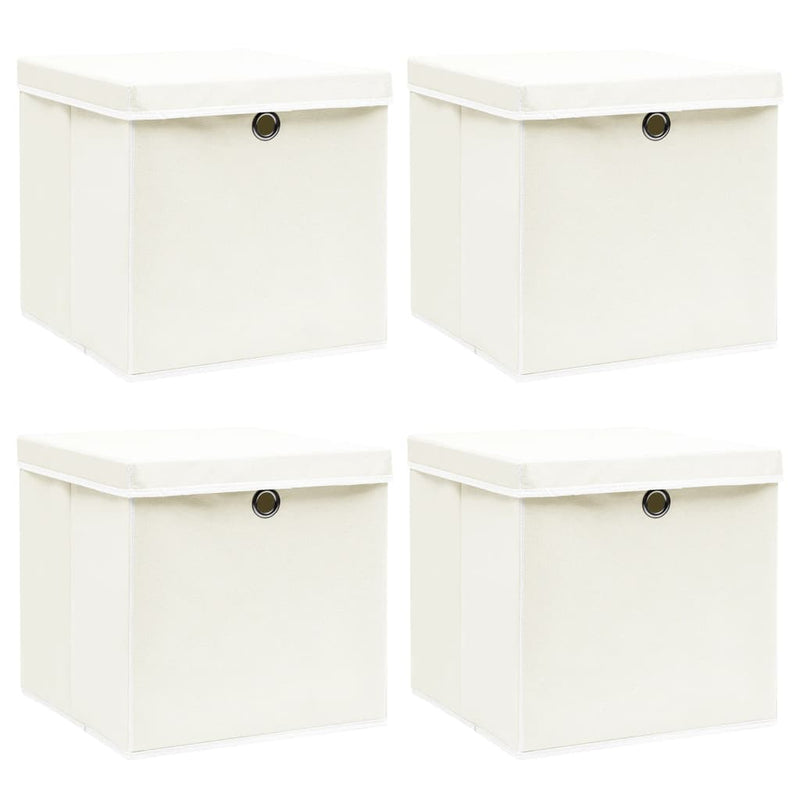 Cajas de almacenamiento de Vidaxl con tapa 4 PCS 32x32x32 CM Fabric White