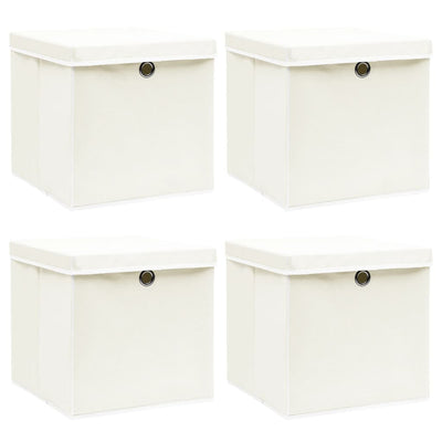 Cajas de almacenamiento de Vidaxl con tapa 4 PCS 32x32x32 CM Fabric White