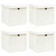 Vidaxl opbergboxen met deksel 4 st 32x32x32 cm stof wit