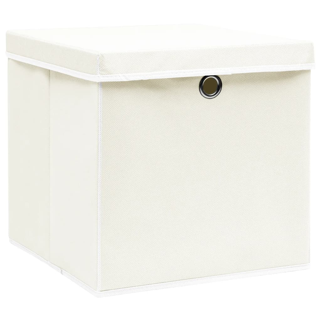 Cajas de almacenamiento de Vidaxl con tapa 4 PCS 32x32x32 CM Fabric White