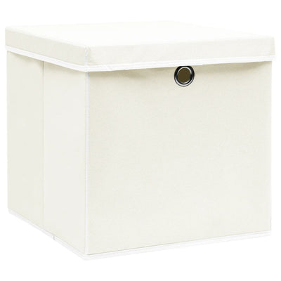 Cajas de almacenamiento de Vidaxl con tapa 4 PCS 32x32x32 CM Fabric White
