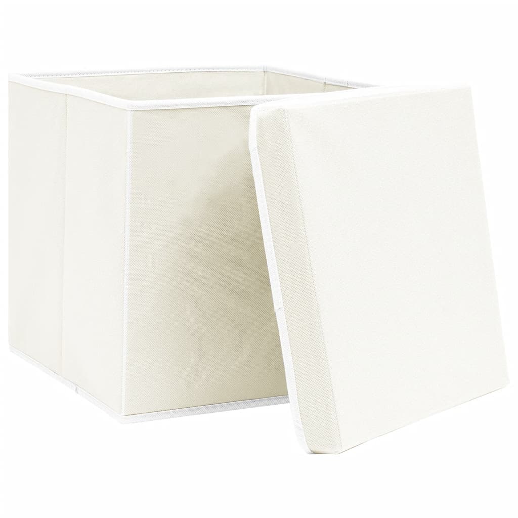 Cajas de almacenamiento de Vidaxl con tapa 4 PCS 32x32x32 CM Fabric White