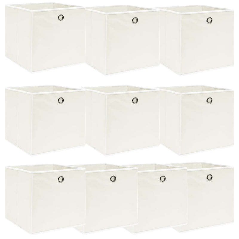 Scatole di archiviazione Vidaxl 10 PC 32X32X32 CM tessuto bianco