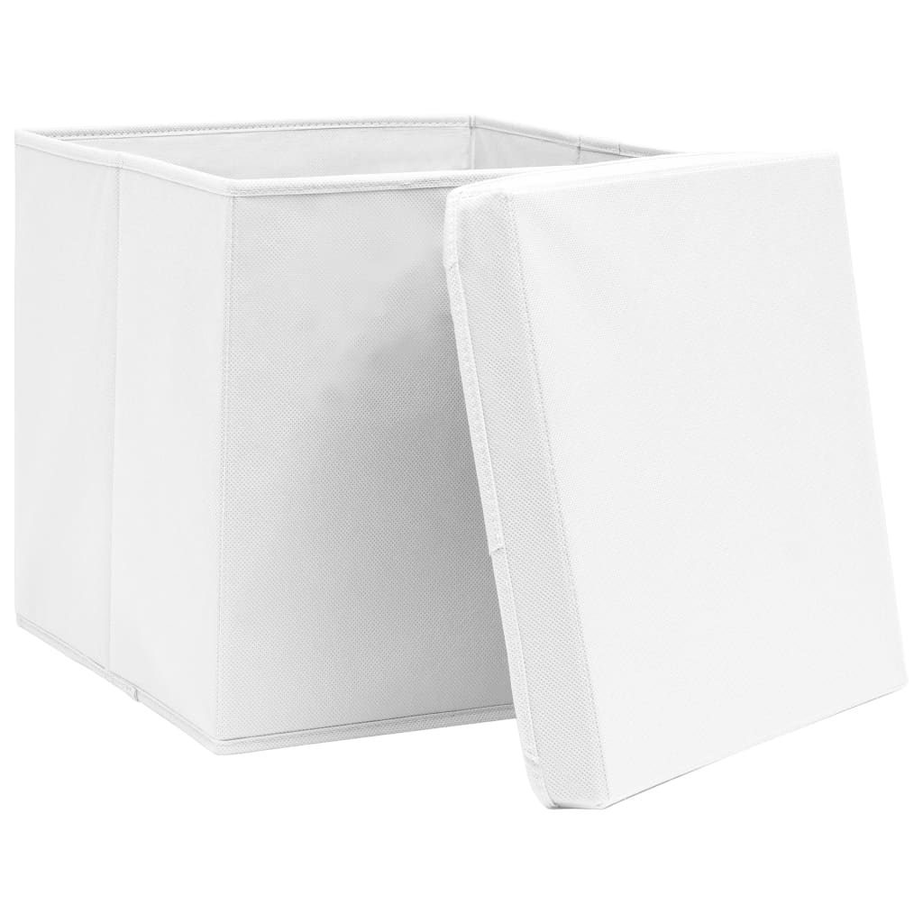 Scatole di archiviazione Vidaxl con coperchio da 10 pezzi 32x32x32 cm tessuto bianco