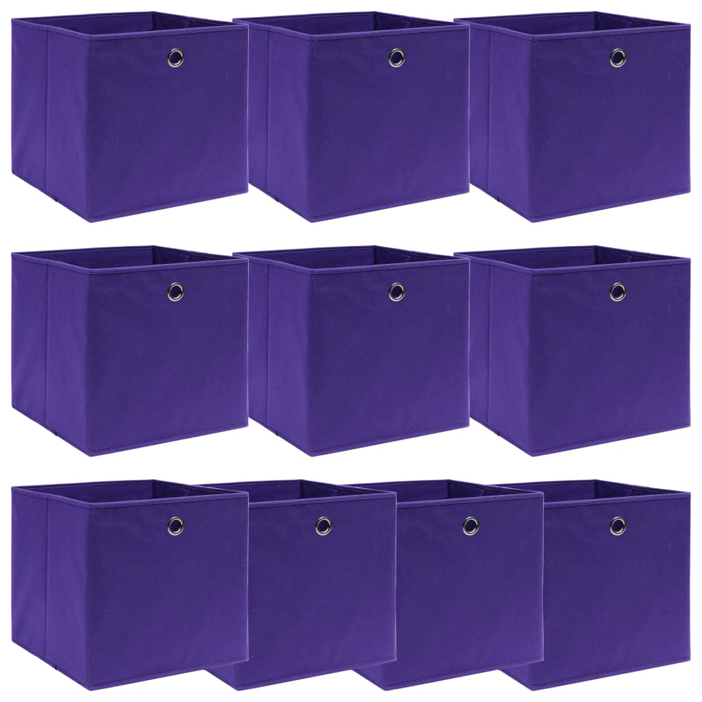 Cajas de almacenamiento de Vidaxl 10 PCS 32x32x32 CM Fabric Purple
