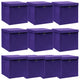 Cajas de almacenamiento de Vidaxl con tapa 10 PCS 32x32x32 CM Fabric Purple