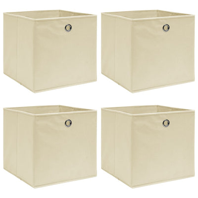 Cajas de almacenamiento de Vidaxl 4 PCS 32X32X32 CM CREME CORLADO