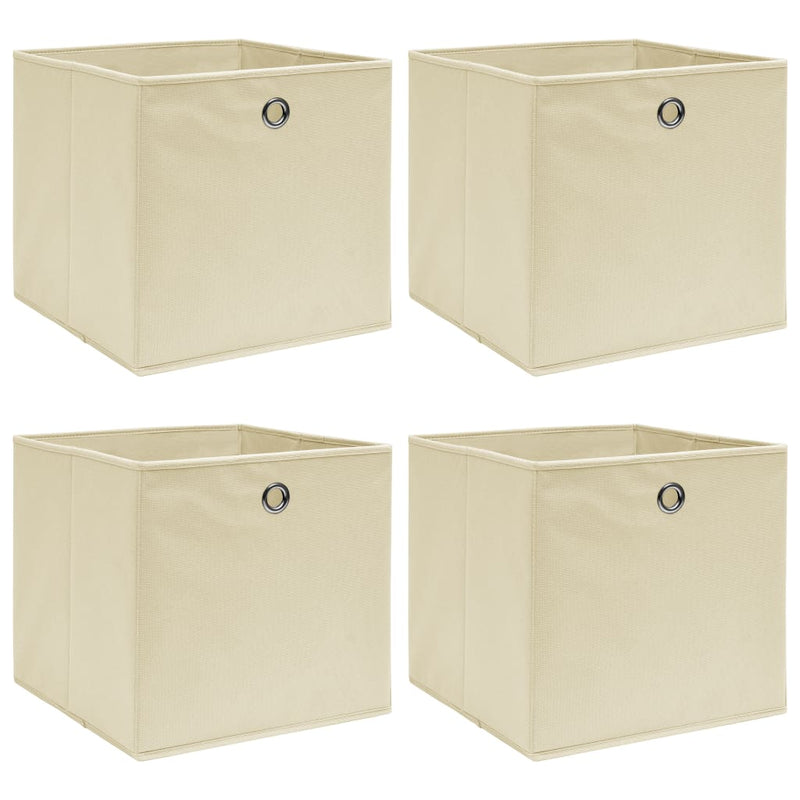 Cajas de almacenamiento de Vidaxl 4 PCS 32X32X32 CM CREME CORLADO