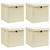 Vidaxl opbergboxen met deksel 4 st 32x32x32 cm stof crèmekleurig