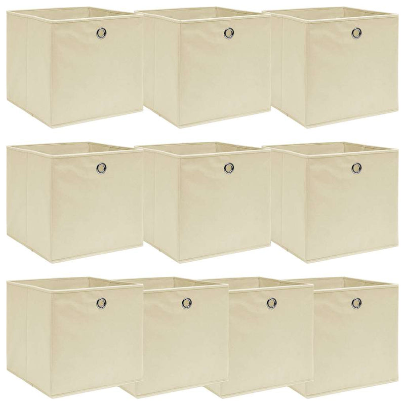 Cajas de almacenamiento de Vidaxl 10 PCS 32X32X32 CM CREME CORLADO