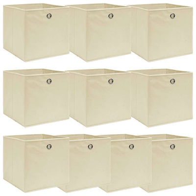 Cajas de almacenamiento de Vidaxl 10 PCS 32X32X32 CM CREME CORLADO