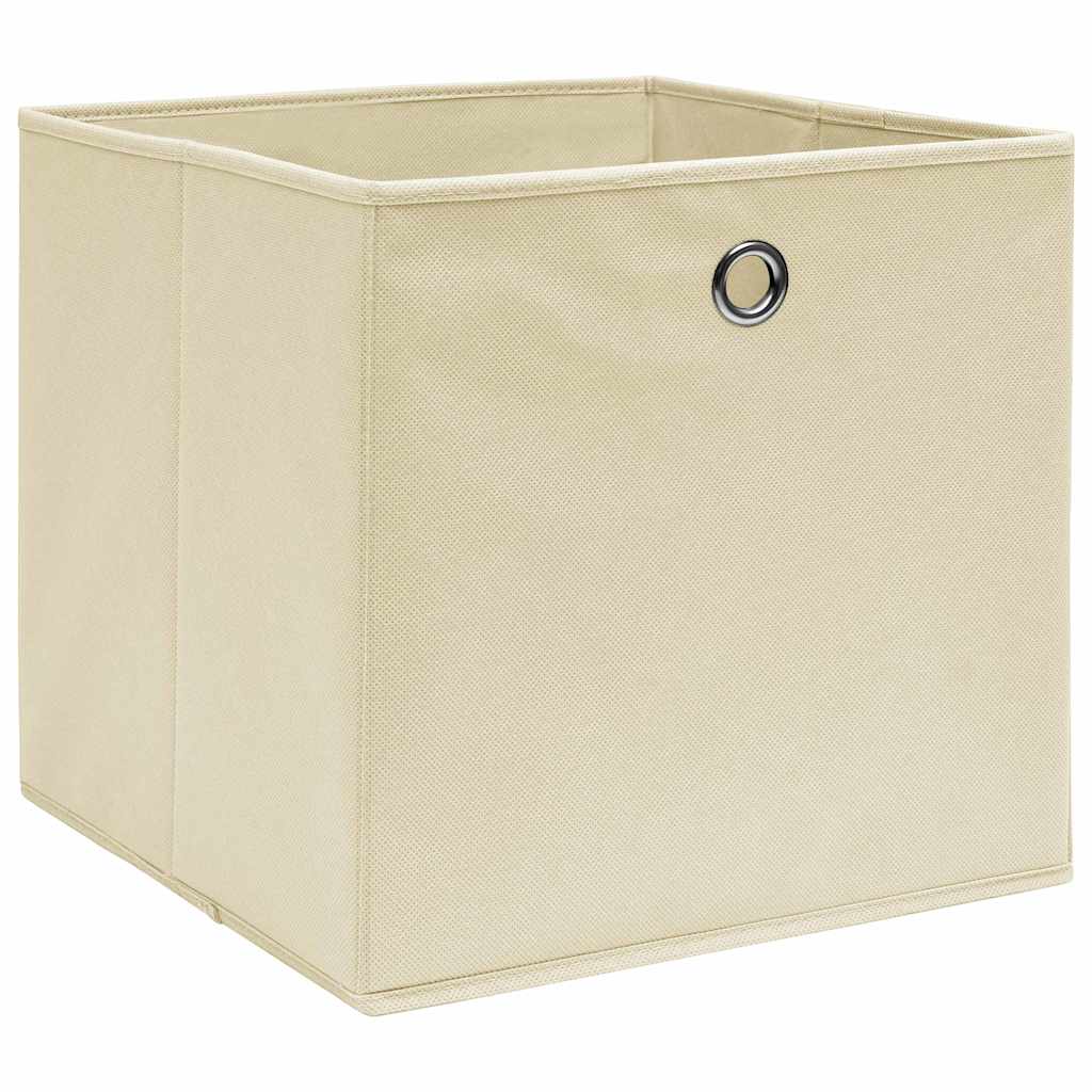 Vidaxl opbergboxen 10 st 32x32x32 cm stof crèmekleurig