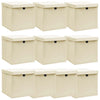 Cajas de almacenamiento de Vidaxl con tapa 10 PCS 32X32X32 CM CREME CORRADA