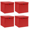Vidaxl opbergboxen met deksel 4 st 32x32x32 cm stof rood