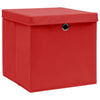 Cajas de almacenamiento de Vidaxl con tapa 4 PCS 32x32x32 CM Fabric Rojo
