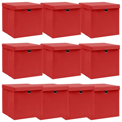 Cajas de almacenamiento de Vidaxl con tapa 10 PCS 32x32x32 CM Fabric White