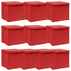 Vidaxl opbergboxen met deksel 10 st 32x32x32 cm stof wit