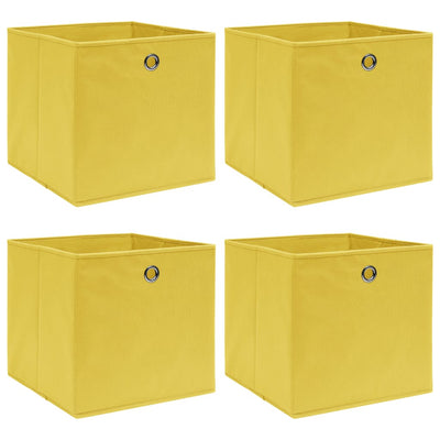 VidaXL Opbergboxen 4 st 32x32x32 cm stof geel
