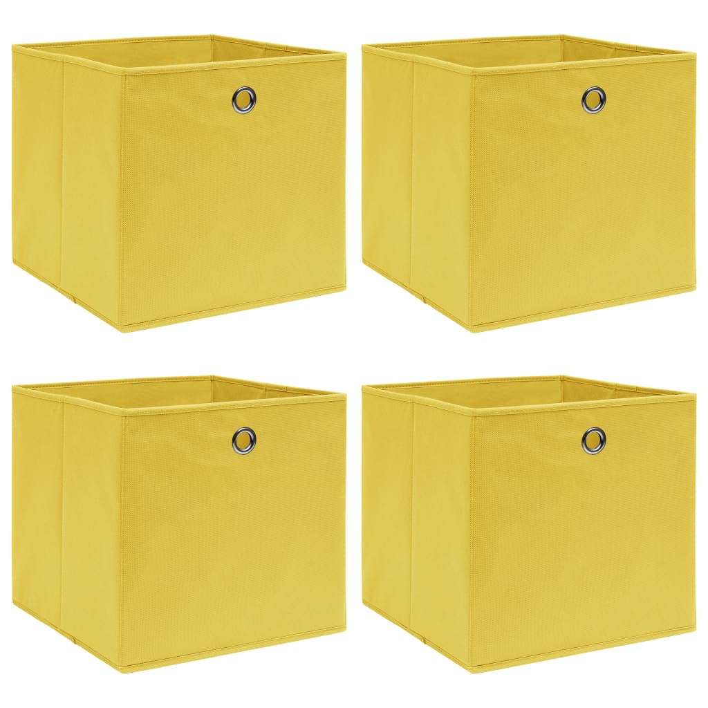 Cajas de almacenamiento de Vidaxl 4 PCS 32X32X32 CM TELA Amarillo