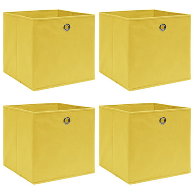 Scatole di archiviazione Vidaxl 4 PC 32x32x32 cm tessuto giallo