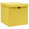 VidaXL Opbergboxen met deksel 4 st 32x32x32 cm stof geel