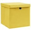 Scatole di archiviazione Vidaxl con coperchio da 10 pezzi 32x32x32 cm tessuto giallo