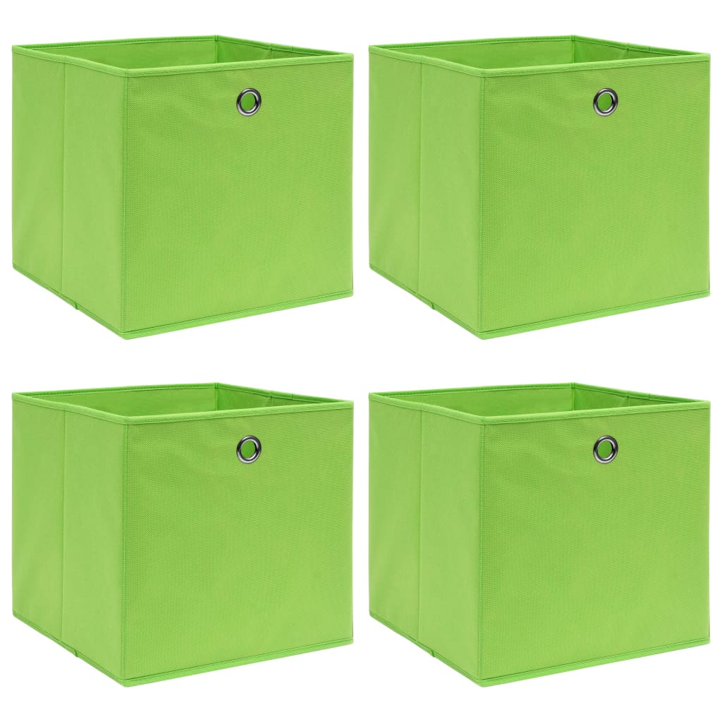 Cajas de almacenamiento de Vidaxl 4 PCS 32X32X32 CM Fabric Green