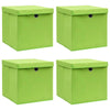 Scatole di archiviazione Vidaxl con coperchio 4 PC 32x32x32 cm tessuto verde