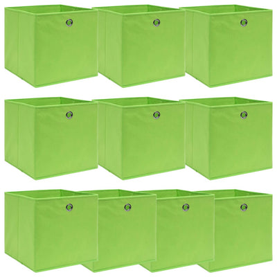 Cajas de almacenamiento de Vidaxl 10 PCS 32X32X32 CM Fabric Green