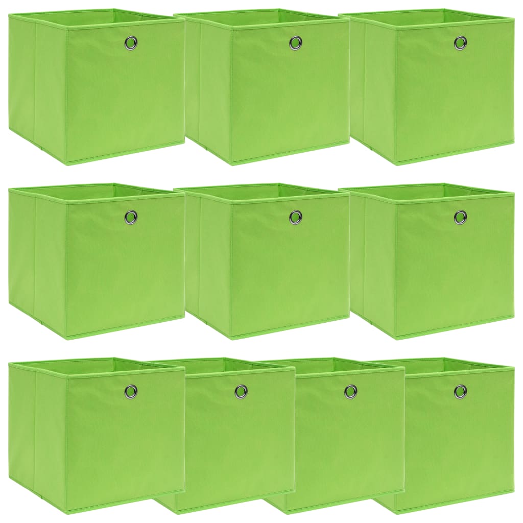 Scatole di archiviazione Vidaxl 10 PC 32X32X32 CM Green