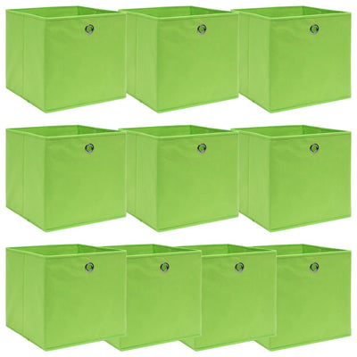 Cajas de almacenamiento de Vidaxl 10 PCS 32X32X32 CM Fabric Green