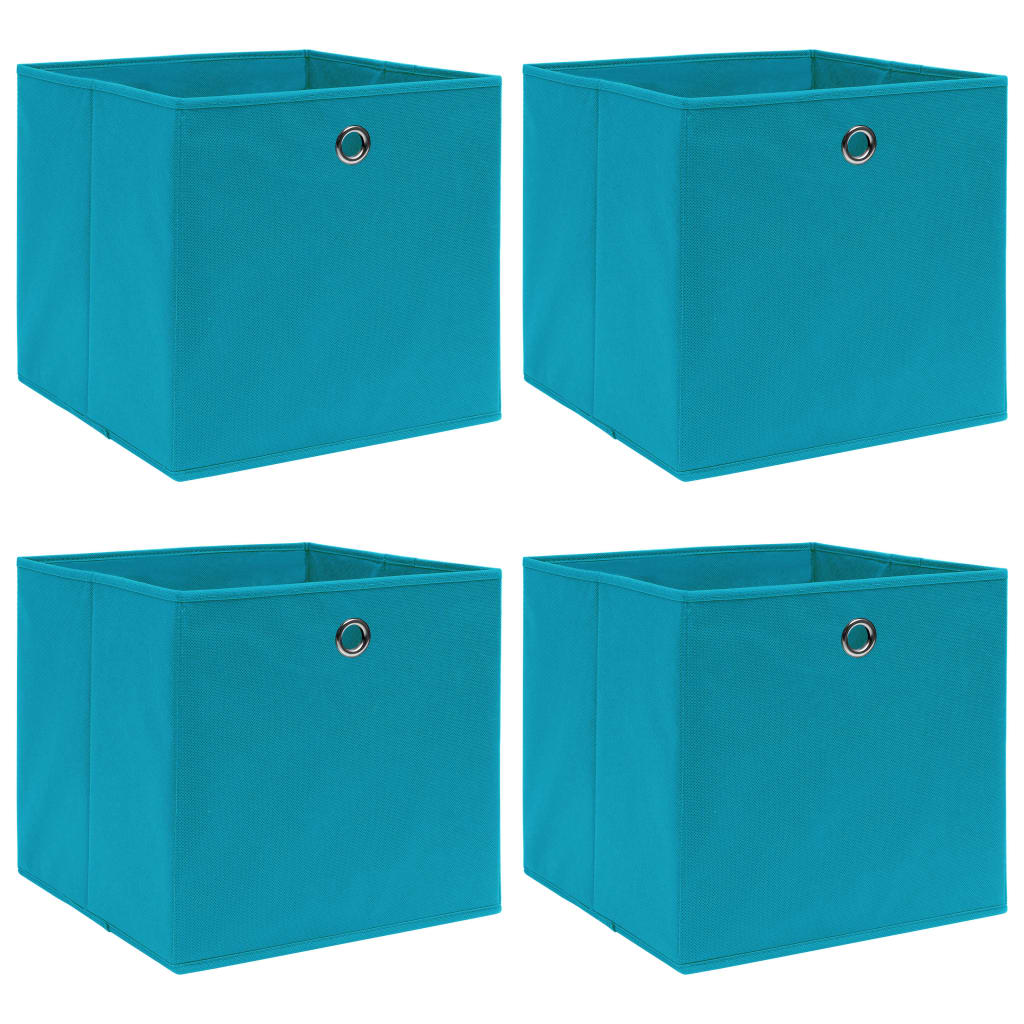 Cajas de almacenamiento de Vidaxl 4 PCS 32X32X32 CM tela azul