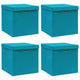 Cajas de almacenamiento de Vidaxl con tapa 4 PCS 32x32x32 CM tela azul bebé