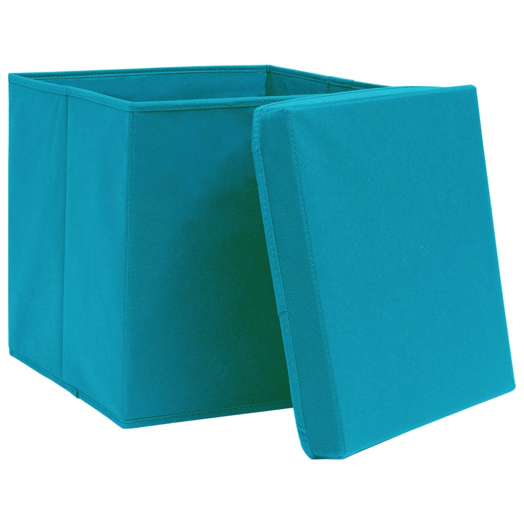 Scatole di archiviazione Vidaxl con coperchio 4 pezzi 32x32x32 cm tessuto blu baby
