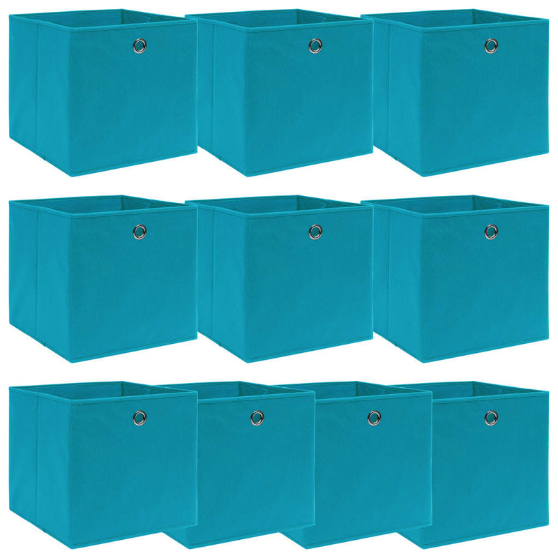 Vidaxl opbergboxen 10 st 32x32x32 cm stof babyblauw