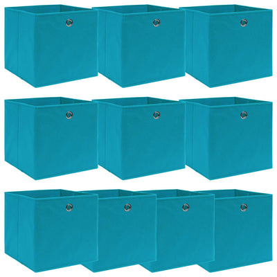 Scatole di archiviazione Vidaxl 10 pezzi 32x32x32 cm tessuto blu baby