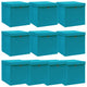 Vidaxl opbergboxen met deksel 10 st 32x32x32 cm stof babyblauw