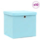 Vidaxl opbergboxen met deksel 10 st 32x32x32 cm stof babyblauw