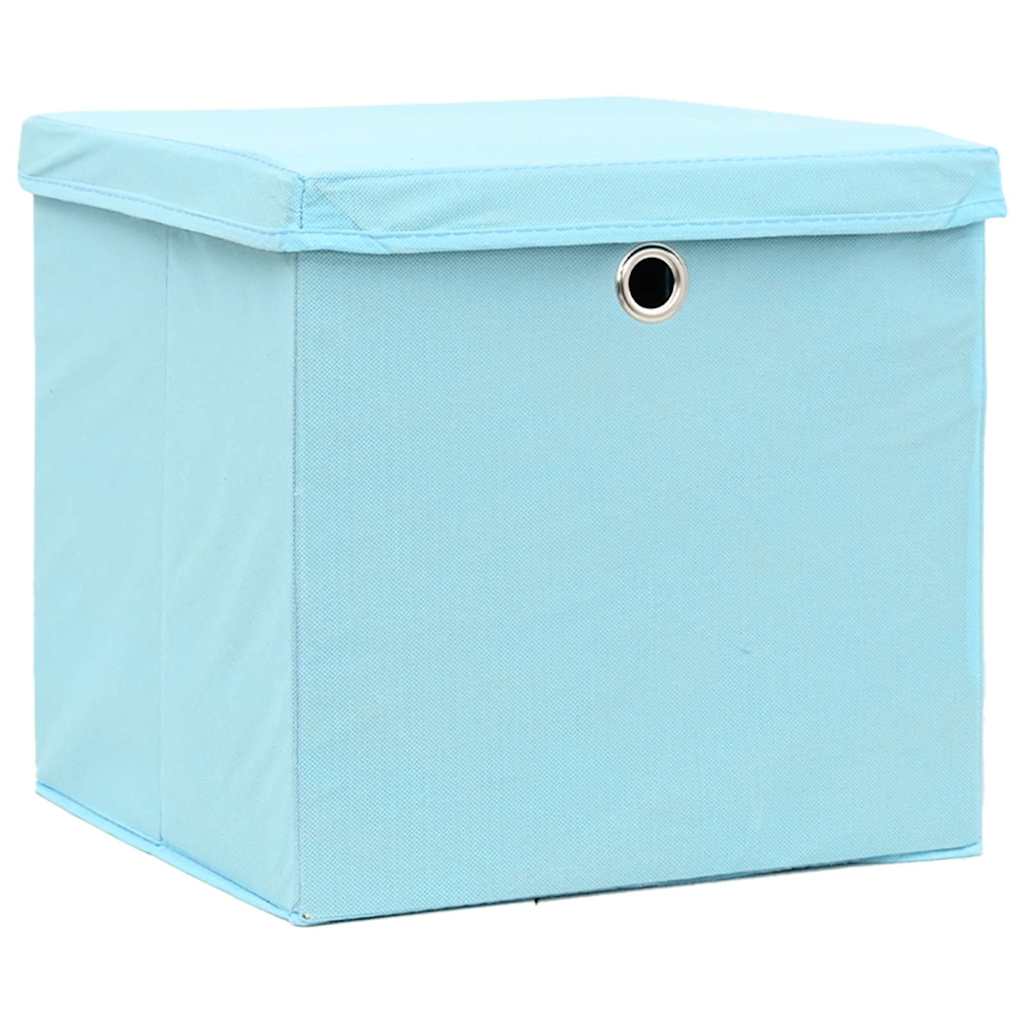 Vidaxl opbergboxen met deksel 10 st 32x32x32 cm stof babyblauw