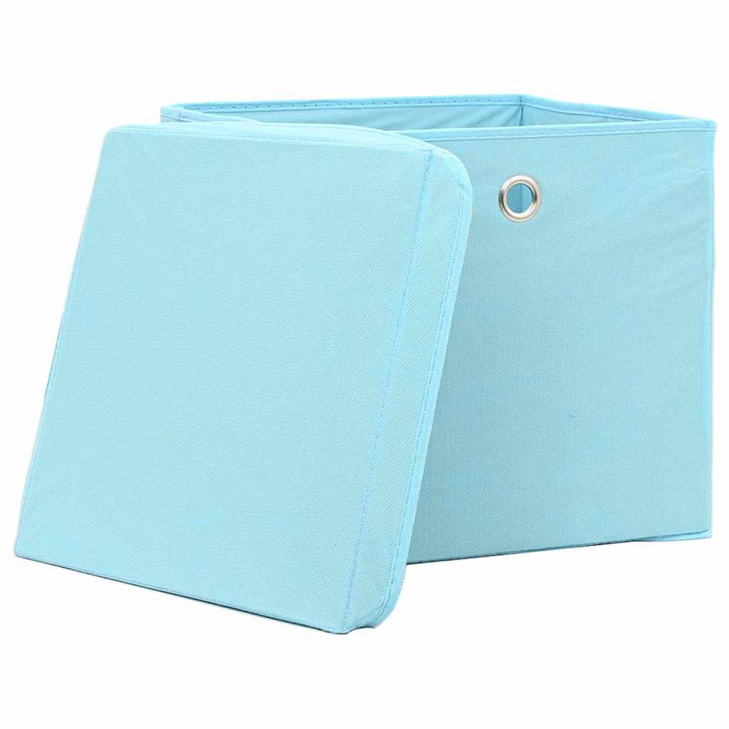 Vidaxl opbergboxen met deksel 10 st 32x32x32 cm stof babyblauw