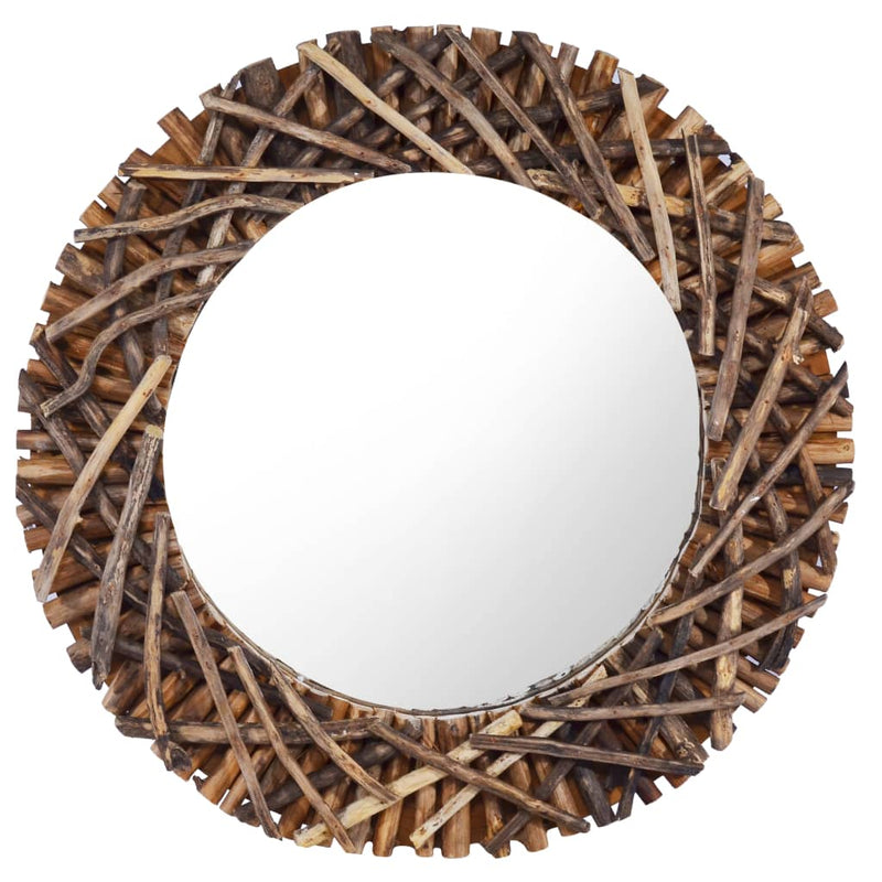 Vidaxl wandspiegel rond 60 cm teakhout