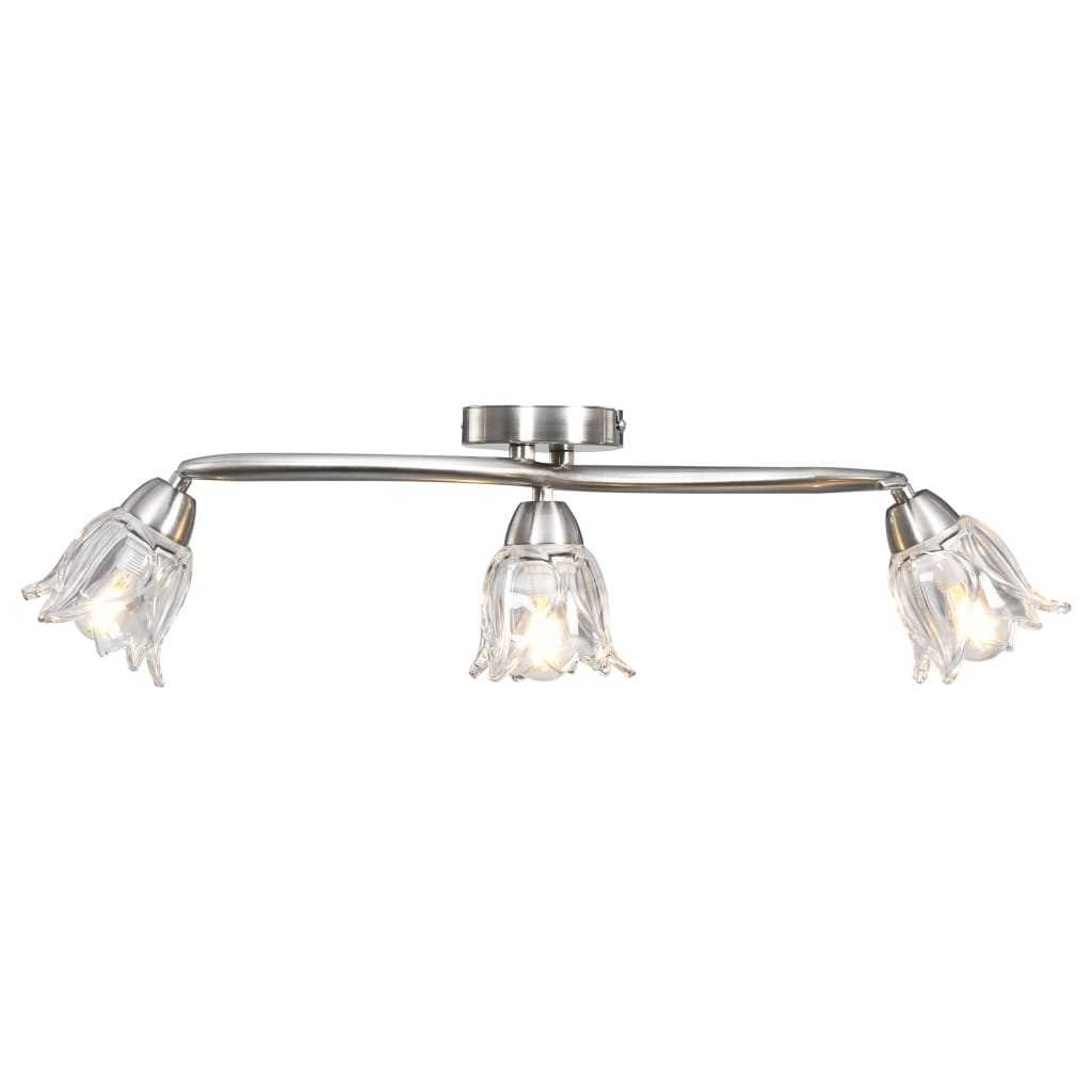 Vidaxl Lampada a soffitto con tulipano in vetro -cofano a forma di 3xe14 trasparente