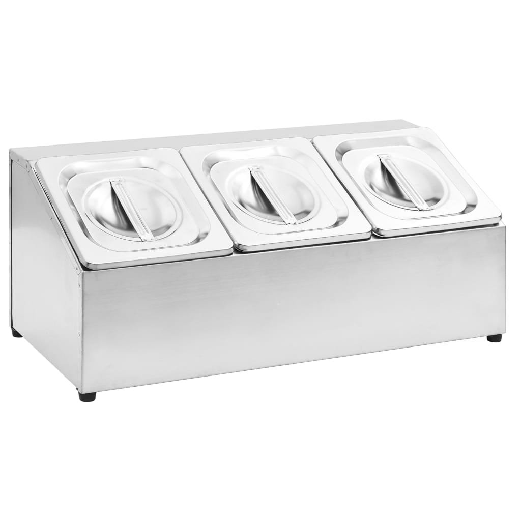 Vidaxl Gastronorm Horneing Horcar con 3 Gn 1 6 Bakken Acero inoxidable