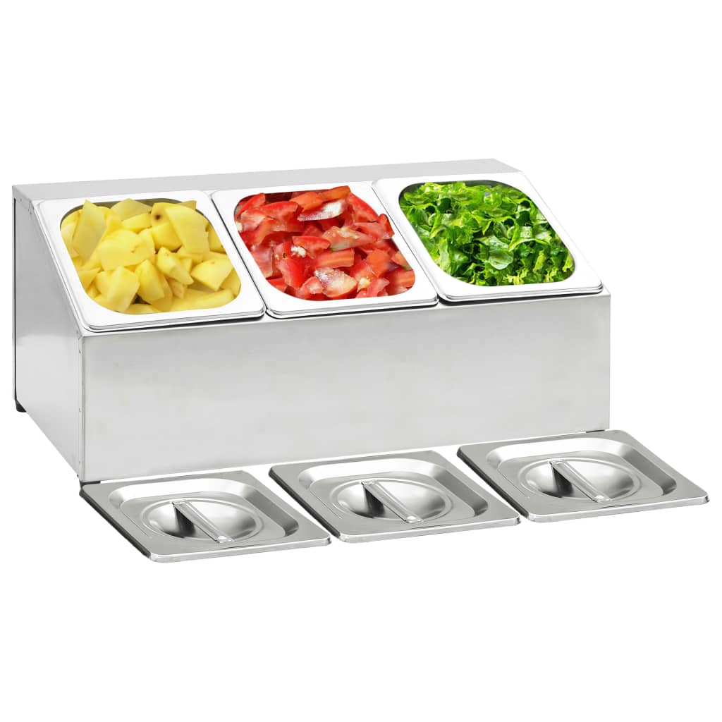 Vidaxl Gastronorm Horneing Horcar con 3 Gn 1 6 Bakken Acero inoxidable