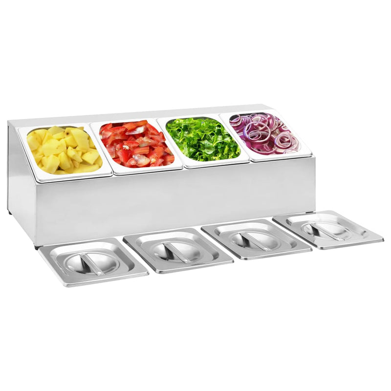 Vidaxl Gastronormbakkouter con 4 Gn 1 6 Bakken Acero inoxidable